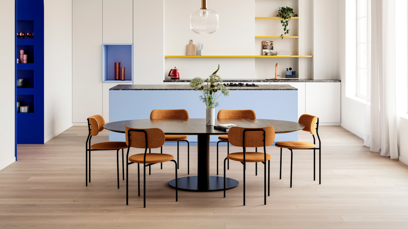 Blauwe keuken, Summit Silk Oak RusticLight.